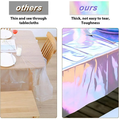 Tablecloth For Table Nappe De Table Tablecloth Birthday Iridescent Disco Party Decor Shiny Laser Holographic Disposable Cover