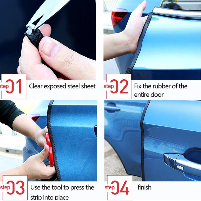 SEAMETAL Car Door Edge Seal Strip 2/5/10m U-Shape Auto Door Protector Guard Trim Anti-Scratch Weather Strip Decoration Sticke