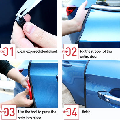 SEAMETAL Car Door Edge Seal Strip 2/5/10m U-Shape Auto Door Protector Guard Trim Anti-Scratch Weather Strip Decoration Sticke