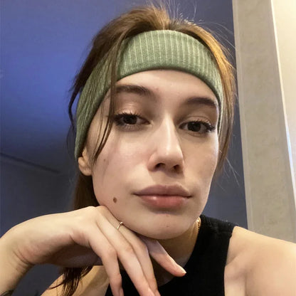 Women Solid Color Knitting Headband Elastic Vintage Yoga Sports Hairbands Gym Outdoor Sweat Absorbing Headwrap Hair Accessori