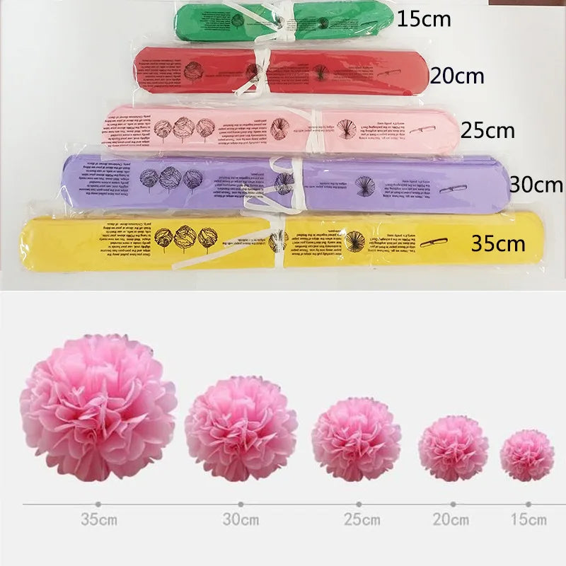 5pcs Wedding Decorative Paper Pompoms Pom Poms Flower Ball Party Home Decor Tissue Baby Shower Birthday Christmas DIY Decorat