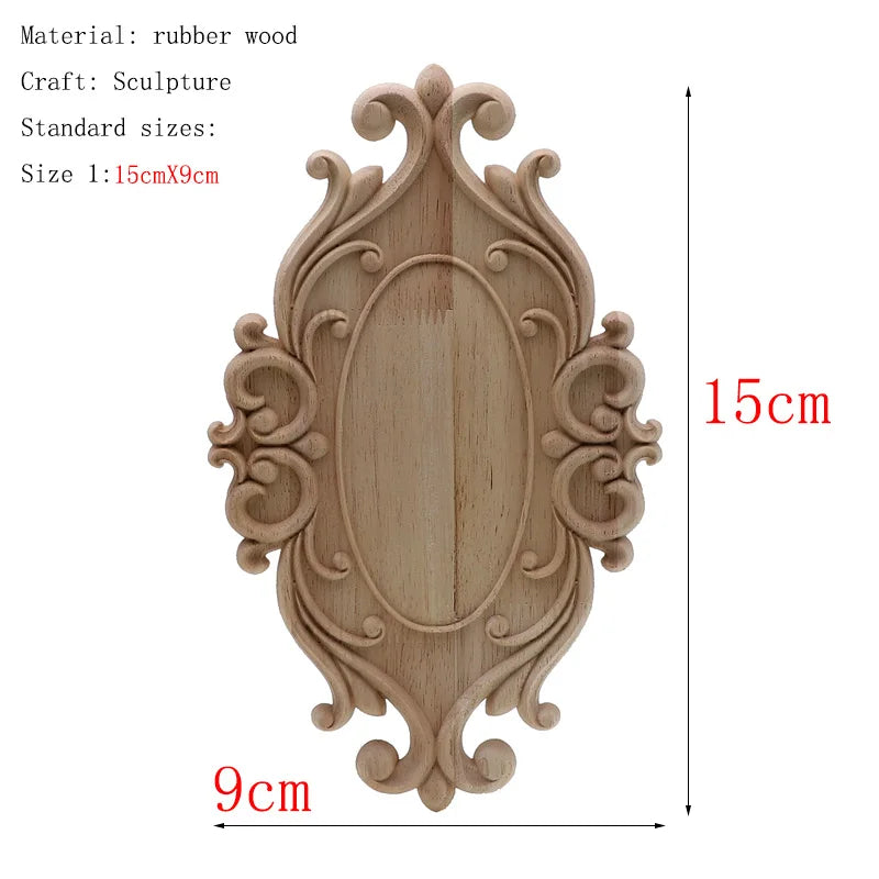1Pc Unique Natural Floral Wood Carved Wooden Figurines Crafts Corner Appliques Frame Wall Door Furniture Woodcarving Decorati
