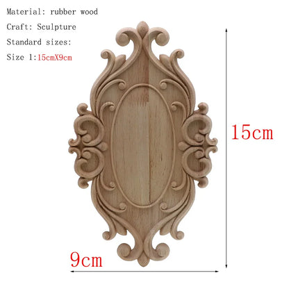 1Pc Unique Natural Floral Wood Carved Wooden Figurines Crafts Corner Appliques Frame Wall Door Furniture Woodcarving Decorati
