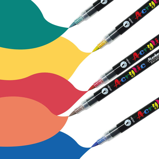 12/24/36/48/60 Colors Acrylic Paint Pens Markers Brush Tip Paint Markers For Rock Painting Wood Stone Glass Gift DIY Crafts