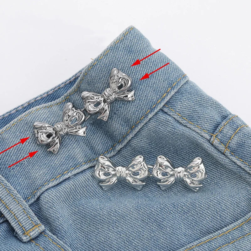 Bowknot Button Adjuster for Pants Skirts Waist Tightener Adjustable Waist Buckle for Jeans No Sewing Required Clothing Suppli