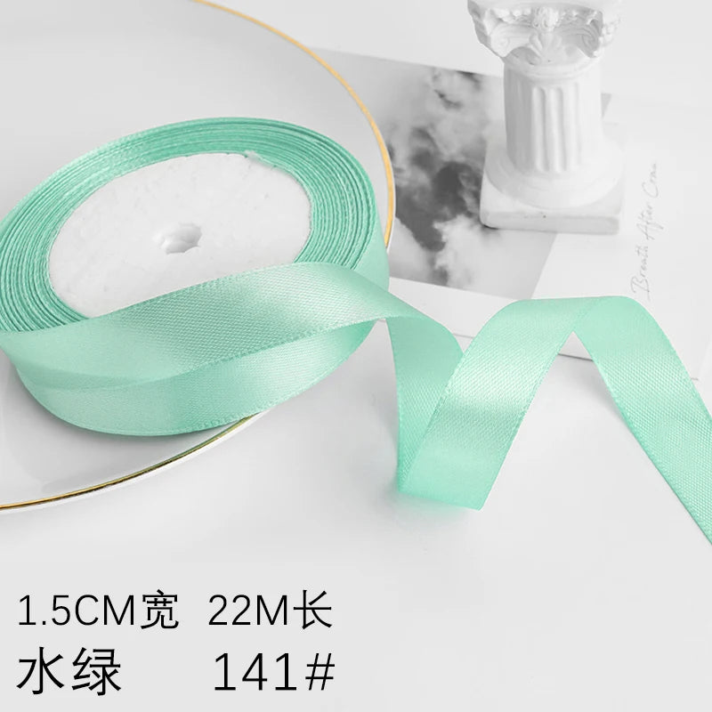 Wusmart 22Meters/Roll 1.5cm Single Face Satin Ribbon DIY Handmade Crafts Fabric Christmas Wedding Decoration Silk Ribbons - 1