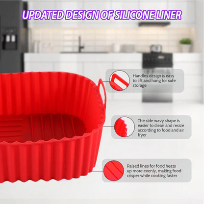 Silicone Air Fryer Liners Pot Square Airfryer Basket Plate Cooking Gadgets Reusable Non-stick Pizza Pan Oven Kitchen