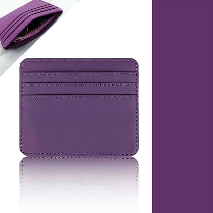 PU Leather ID Card Case - Slim Multi-Slot Holder for Bank/Credit Cards - PURPLE