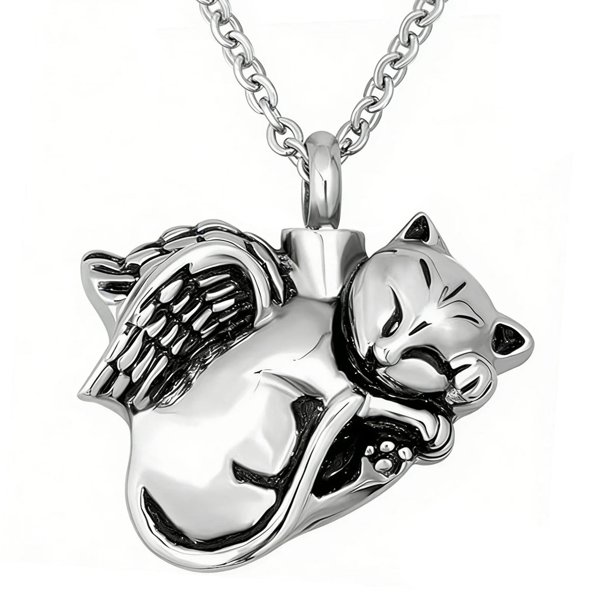 Pet Cremation Jewelry for Ashes Memorial Ash Jewelry Keepsake Angel Cat Urn Pendants for Animal Ashes Necklace