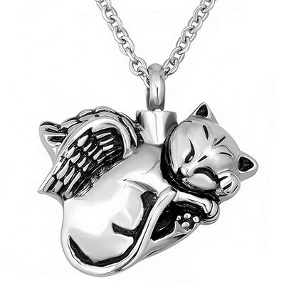 Pet Cremation Jewelry for Ashes Memorial Ash Jewelry Keepsake Angel Cat Urn Pendants for Animal Ashes Necklace