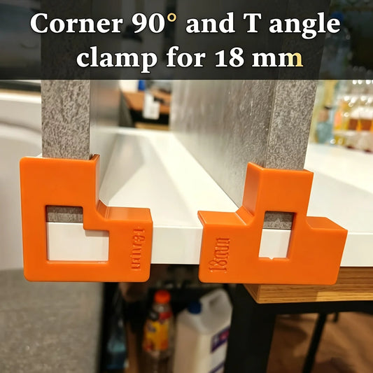 4Pcs 90-Degree Right Angle Clamps and T-Shaped Shelf Brackets, Specifically for 18mm Laminated Boards, Cabinet Corner Bracket