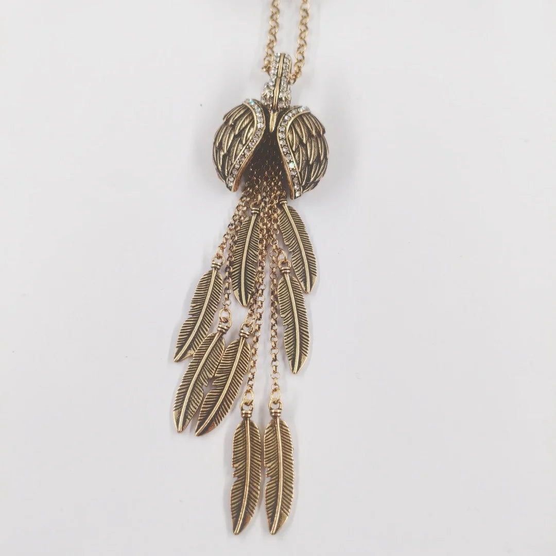 Retro Clown & Swan Pendant Sweater Necklace Rhinestone Inlaid Minimalist Metal Collar Choker Women's Fashion Accessories M101