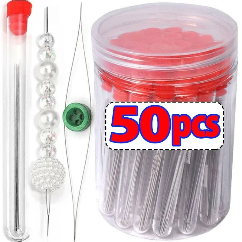 Beading Needles Pins Open Curved Big Eye Needle for Beads Bracelet DIY Jewelry Making Tools Handmade Craft Beaded Threading P