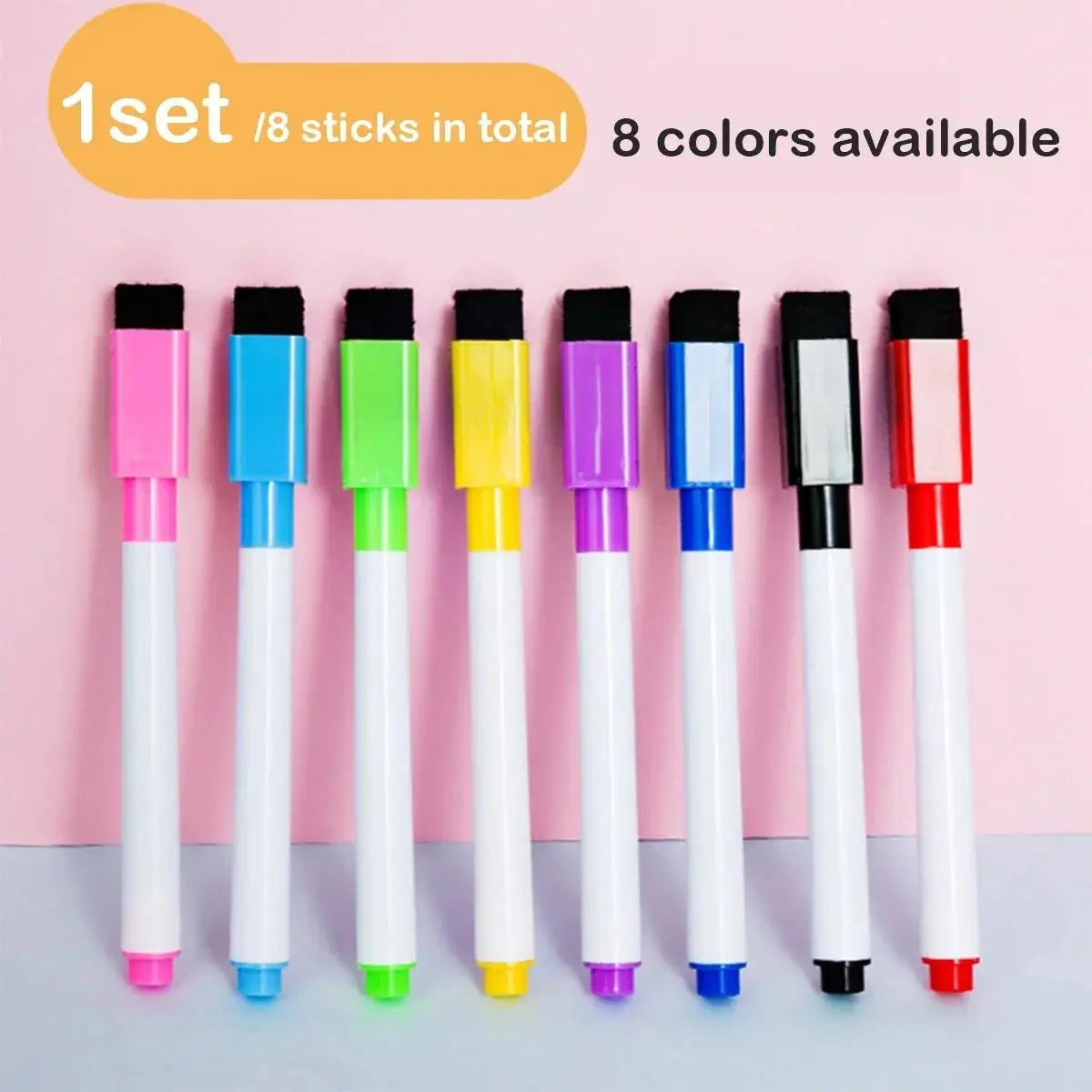 8pcs Magnetic Erasable Whiteboard Pen Color Options Blackboard Note Numbering Stationery For Office Classroom Teaching Suppli