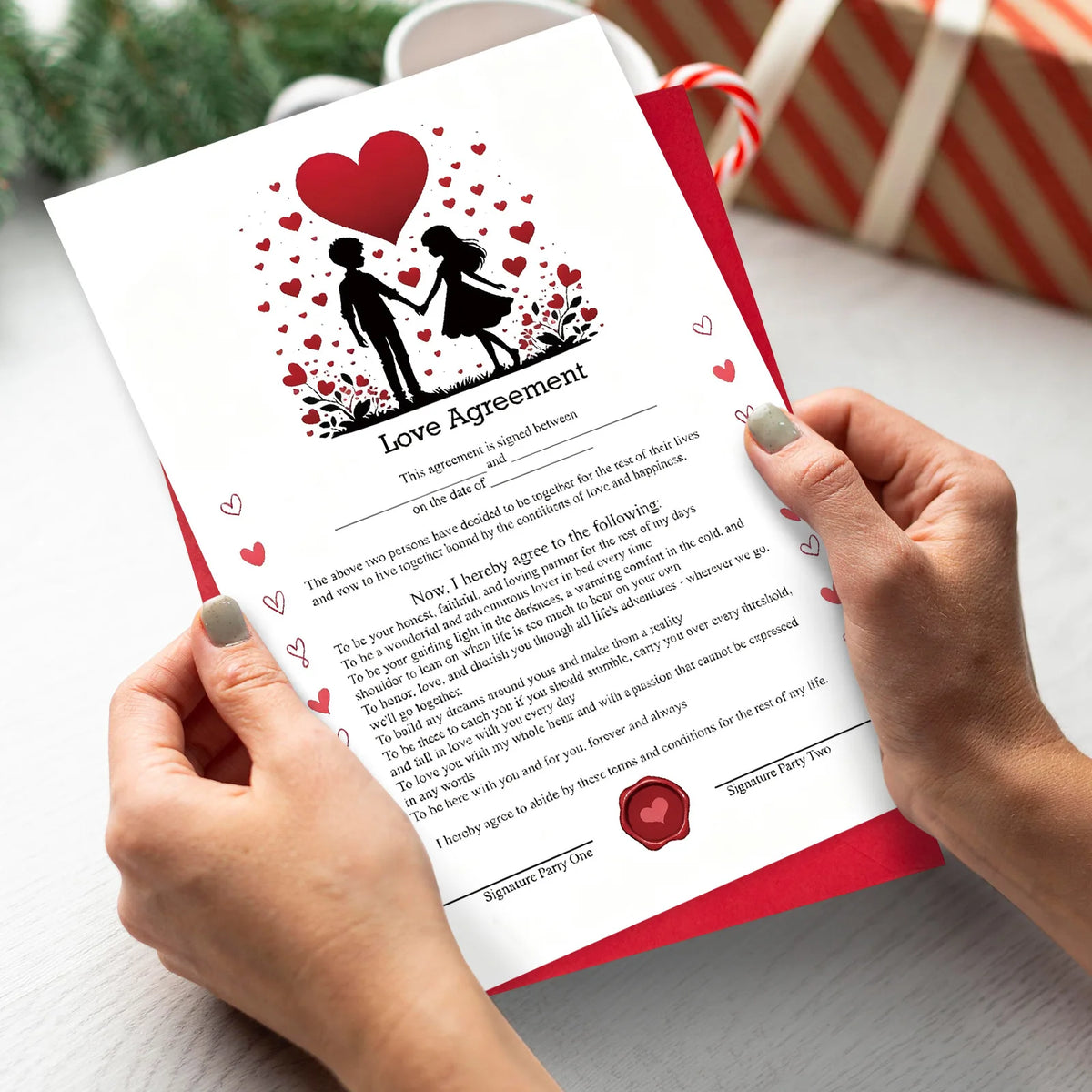 Proposal love contract anniversary greeting card lifetime love clause vow romantic marriage commitment card