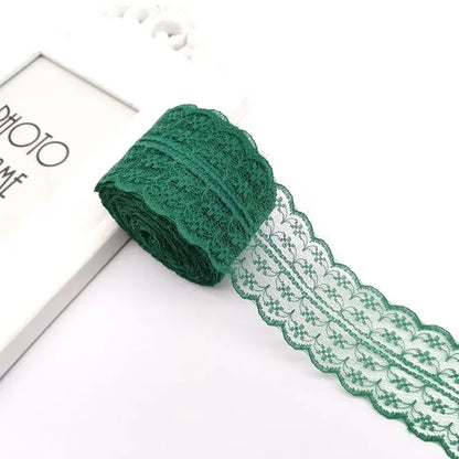 4.5cm Lace Ribbon 10Meters/Roll White Black Pink Red Blue Green Purple Beige Orange Yellow Burgundy Coffee Lace Tape DIY Craf
