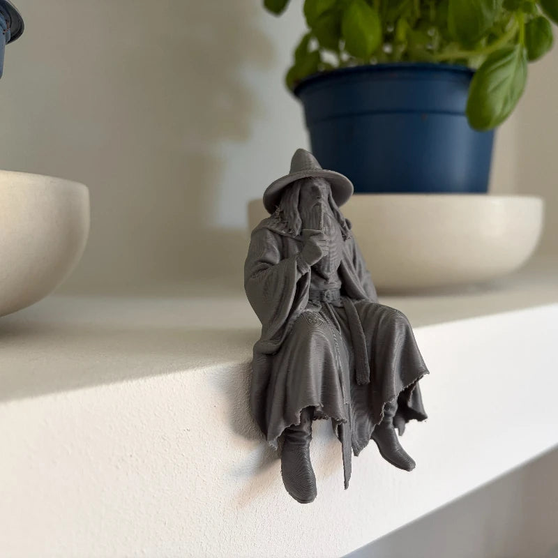 Medieval Fantasy Old Man Miniature Figurine Seated 3D Printed Vintage Wizard Home Desk Ornaments Home & Office Decorations Gi