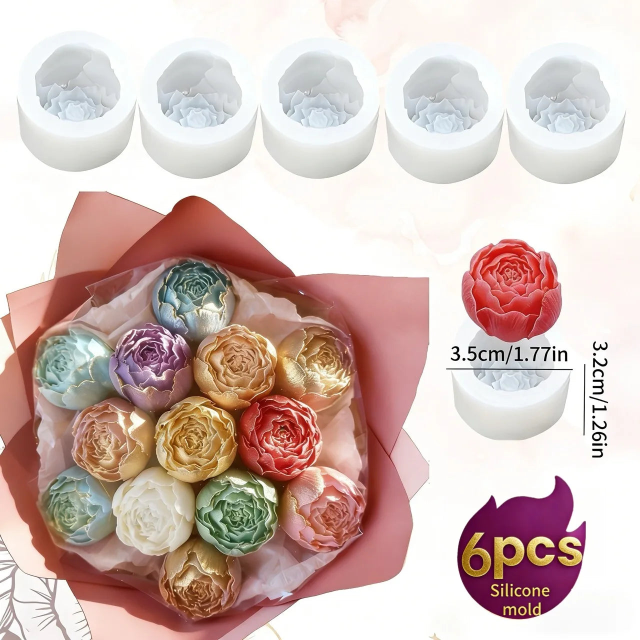 Lotus Flower Silicone Mold，For resin crafting - Suitable for candles、DIYCrafts、Valentine's Day、Mother's Day、Christmas Decorat