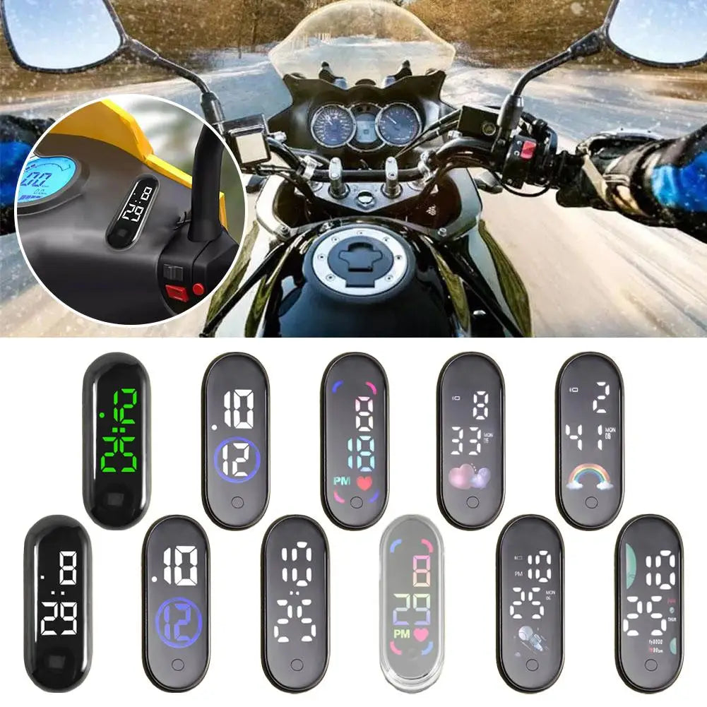 Luminous Motorcycle Car Clock Auto Internal Stick-On Mini Sport Waterproof Watch Mechanics Led Clocks Auto Ornament Accessori