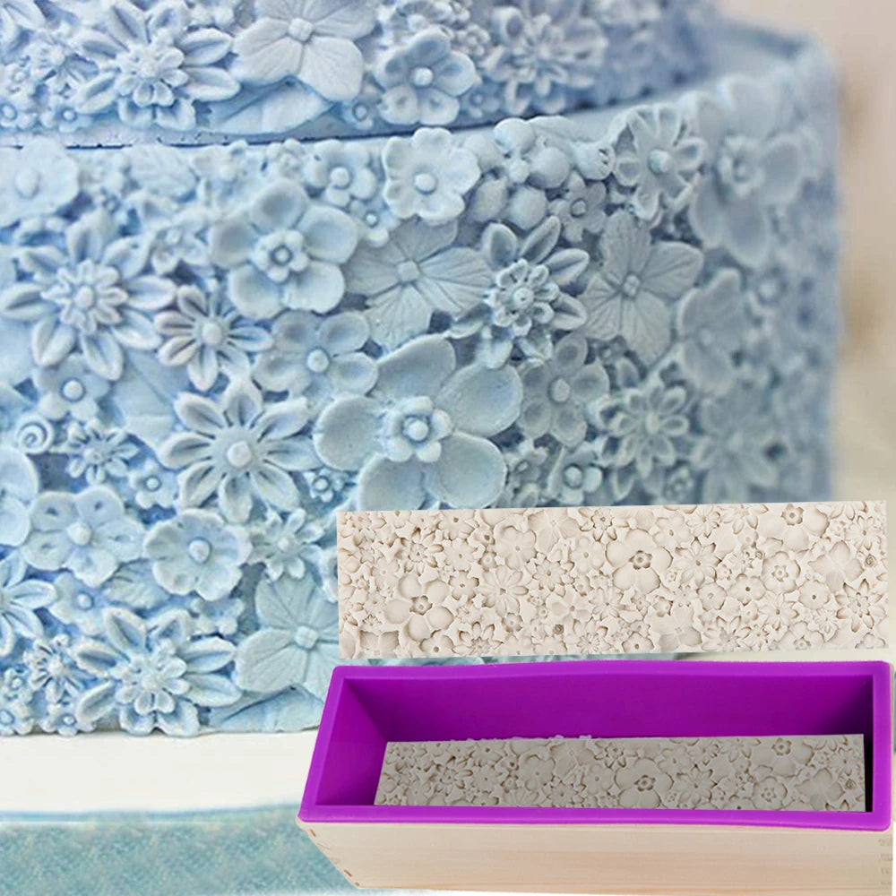 Silicone Wooden Box Soap Mold Making Kit DIY Artistic Soap Making Mold with Flexible Rectangle Floral Flower Embossing Mat