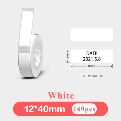 1Roll P12 P15 Thermal Label Sticker 12mm*40mm Tape Compatible Phomemo D30 Q30 Marklife P11 P50 L12 DELI Q2 Labeller - White 1