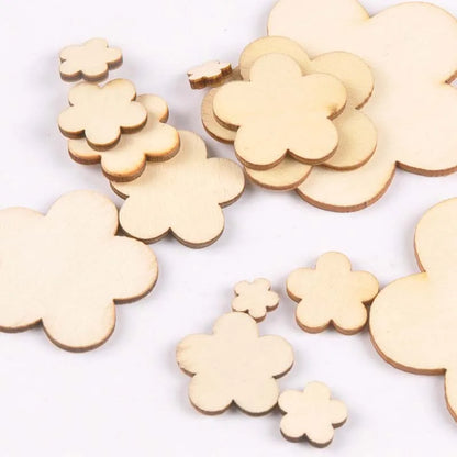 Mixed Flower Pattern Wood Slices DIY Crafts Handmade Ornaments Unfinished Wooden Handicrafts Home Decor Arts 10-80mm M1962