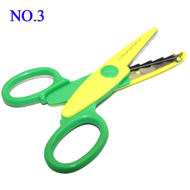 1 Pc Handmade Children DIY 6 Patterns Album Lace Scissors Card Photo Pattern Scissors Cartoons Lace Scissors