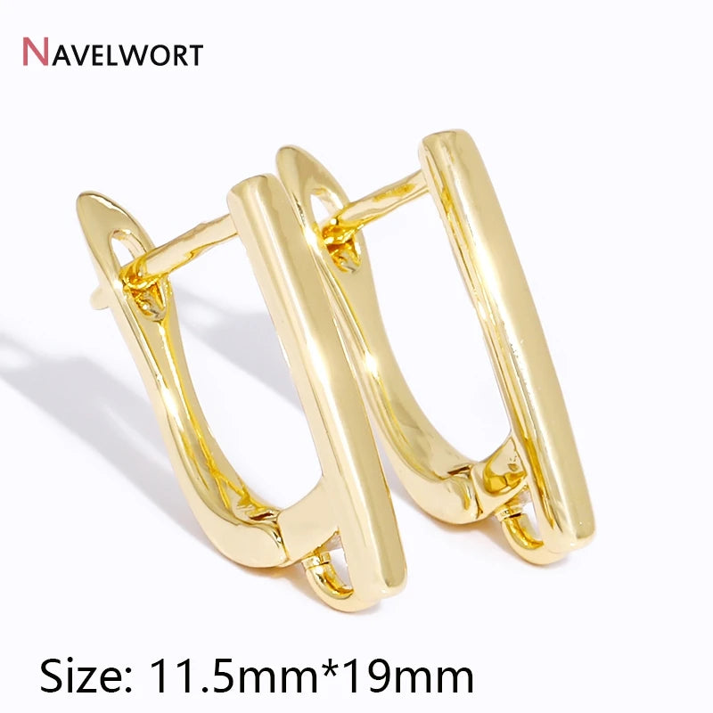 18K Gold Plated Brass Metal Earwires Basic Fasteners,Earring Fixtures,Inlaid Zircon Earring Hooks,Earring Making Supplies - 1