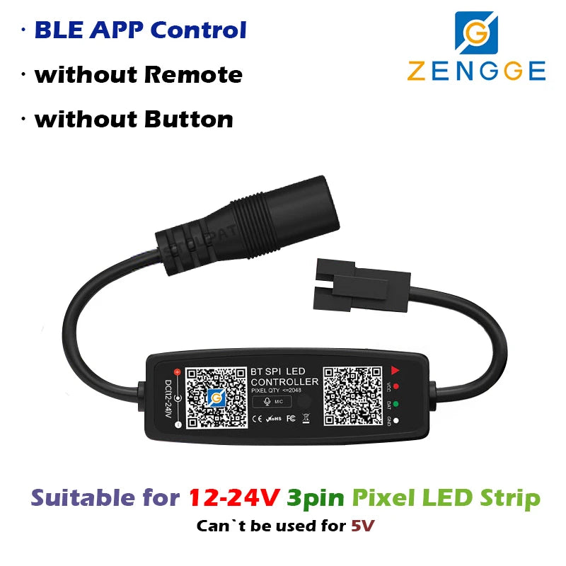 BLE WS2812B Controller BT Music for Pixel LED Strip Light SK6812 WS2811 WS2812 LED Light Strip USB 5V APP Remote Controller -