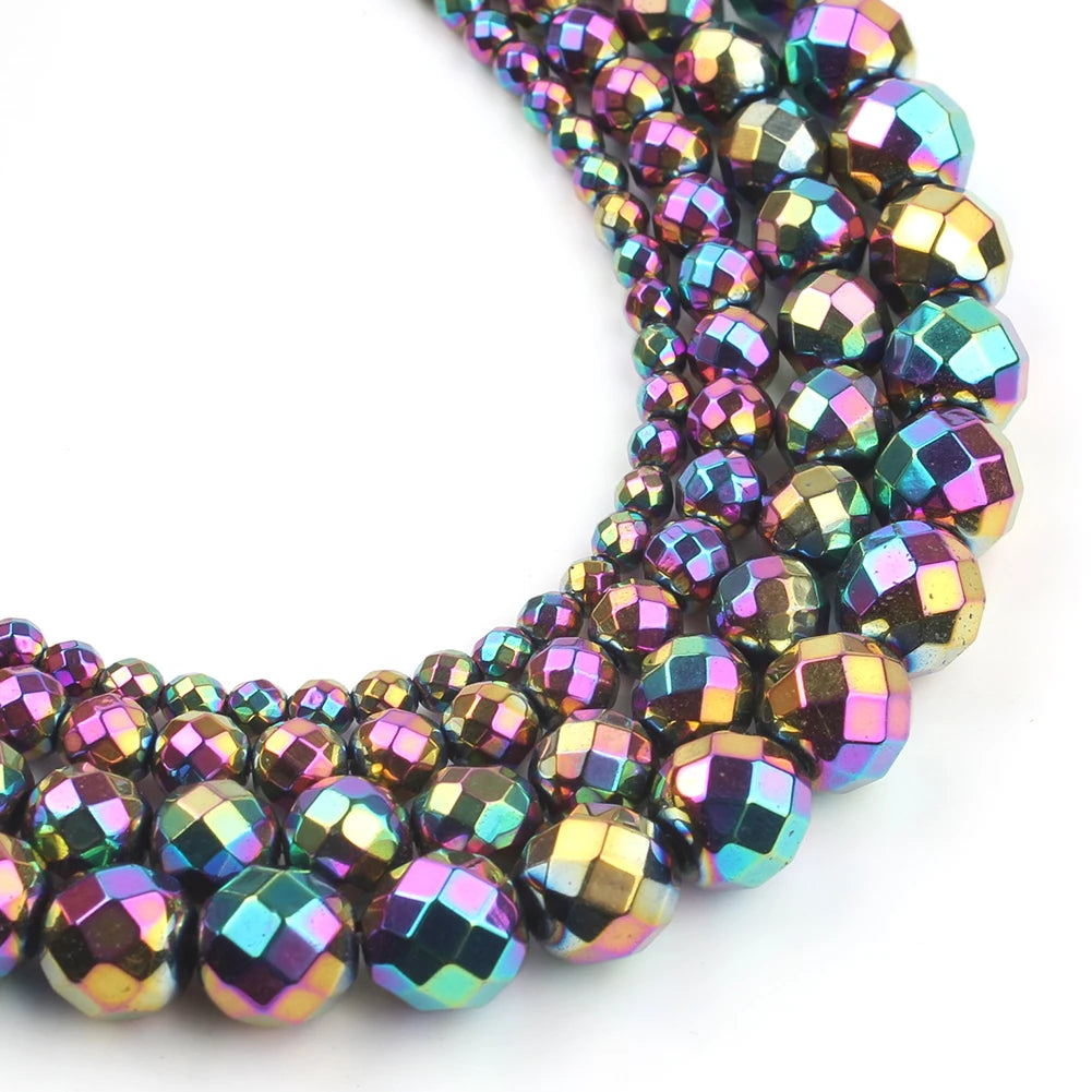 Natural Stones Rhodium Rose Gold Plated Hematite Round Loose Mineral Beads for Bracelet DIY Jewelry Making 15inch 2/3/4/6/8/1
