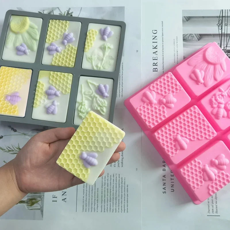 3D Bee Honeycomb Silicone Soap Mold DIY Square Oval Soap Making Supplies Handmade Chocolate Cake Decoration Baking Tools