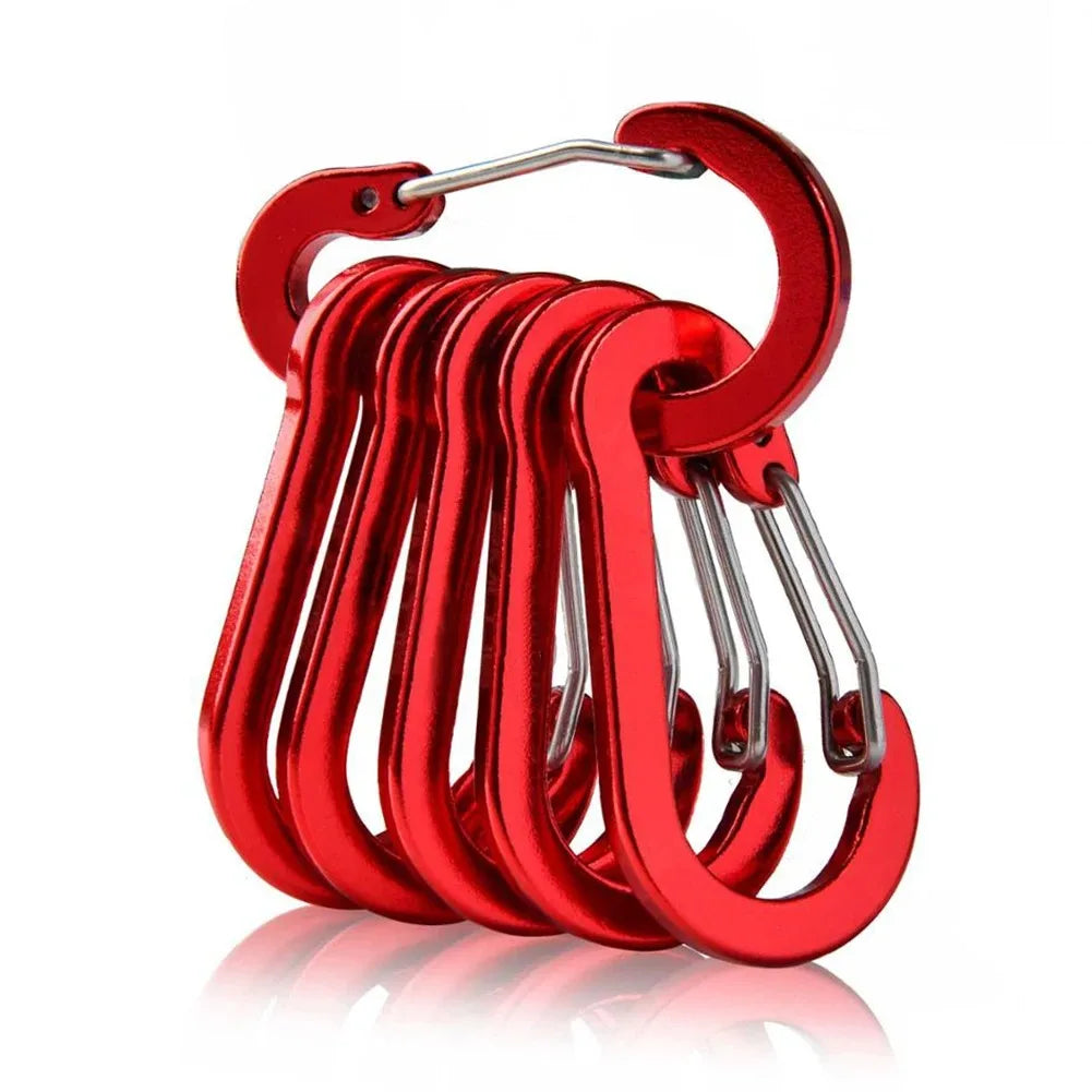 6pcs Carabiner Clip Aluminum Alloy Keychain Lock Buckle Snap D-Ring Clip Outdoor Backpack Camping Multi Tool Fishing Hiking H