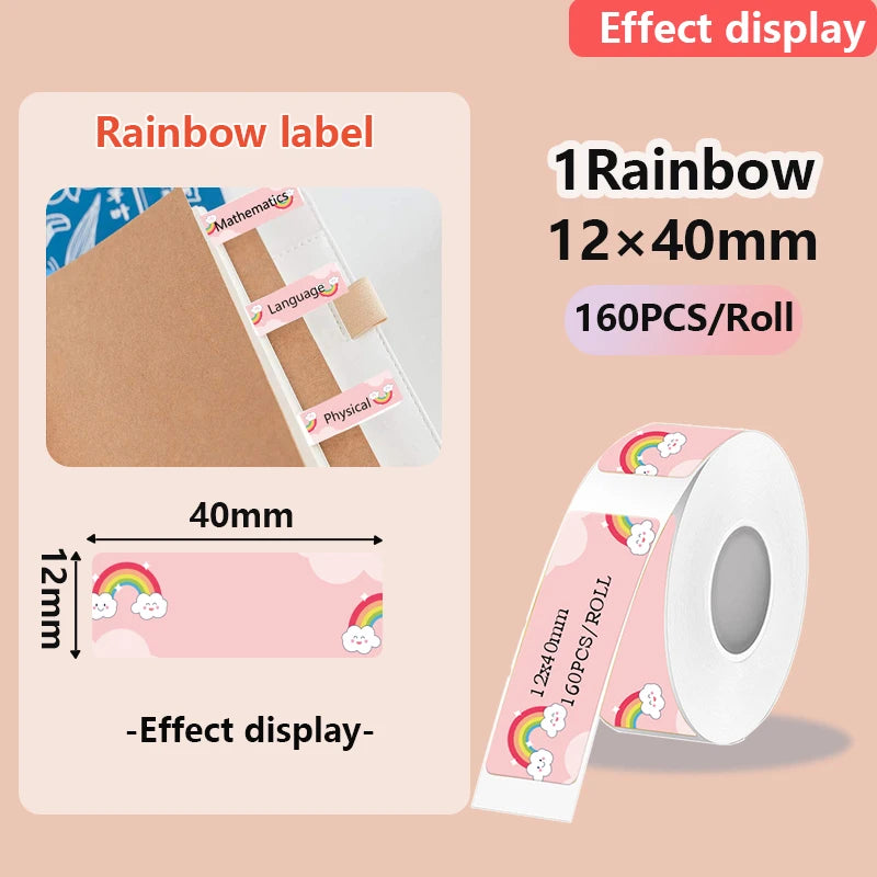 1Roll P12 P15 Thermal Label Sticker 12mm*40mm Tape Compatible Phomemo D30 Q30 Marklife P11 P50 L12 DELI Q2 Labeller - 12x40mm