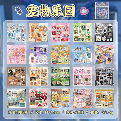 20 Sheets PET Die cut Stickers book Retro Cartoon Decorative handmade Scrapbooking Material Diary Japanese Stationery Supplie