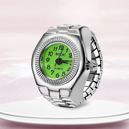 Ring Watch New Creative Alloy Shell Finger Circular Dial Couple Men And Women - green