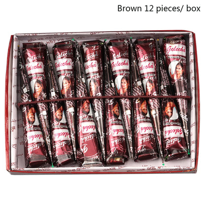 GOLECHA Black Brown Red White Henna Cones Indian Henna Tattoo Paste For Temporary Tattoo Body Art Sticker Mehndi Body Paint -