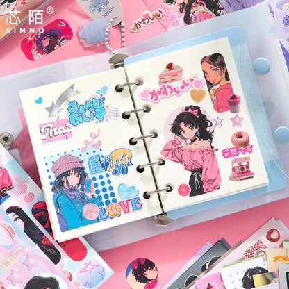 30 Sheets Millennium Memories Sticker Books Japenese Style Cute Cartoon DIY Material Decorative Stickers Die-cut Scrapbooking