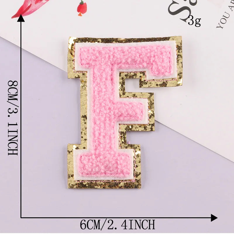8CM Patch Letters for Clothes Alphabet Sticky Letter Clothing Bags Jacket Iron on Letter Emblems Chenille Patches for DIY MC0