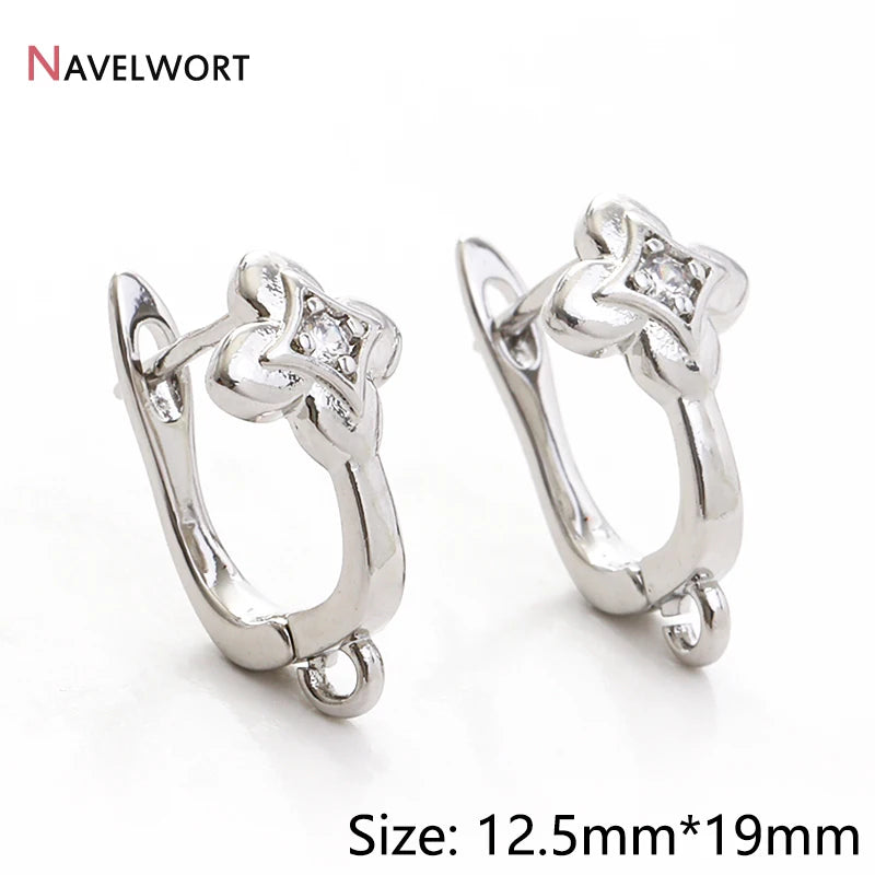 18K Gold Plated Brass Metal Earwires Basic Fasteners,Earring Fixtures,Inlaid Zircon Earring Hooks,Earring Making Supplies