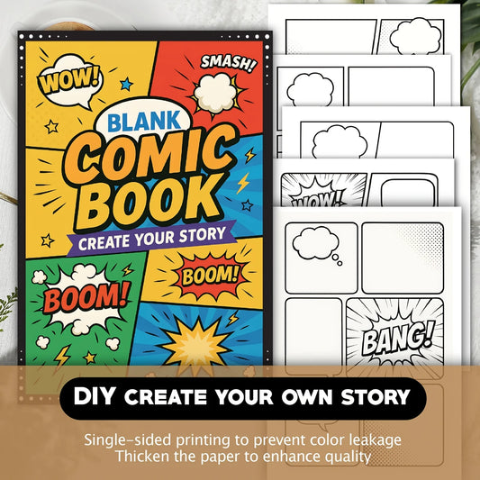 30 Sheet Manga Sketchbook Blank Comic DIY Drawing Book Multiple Template Speech Bubbles Graphic Novel Creation Drawing Book T
