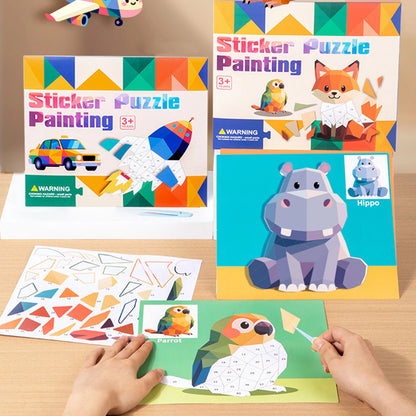 8 Patterns Puzzle Stickers Crafts for Kids Sticker Painting Gift Party Favor Creations Animal Vechile Art Play for Kids' Crea