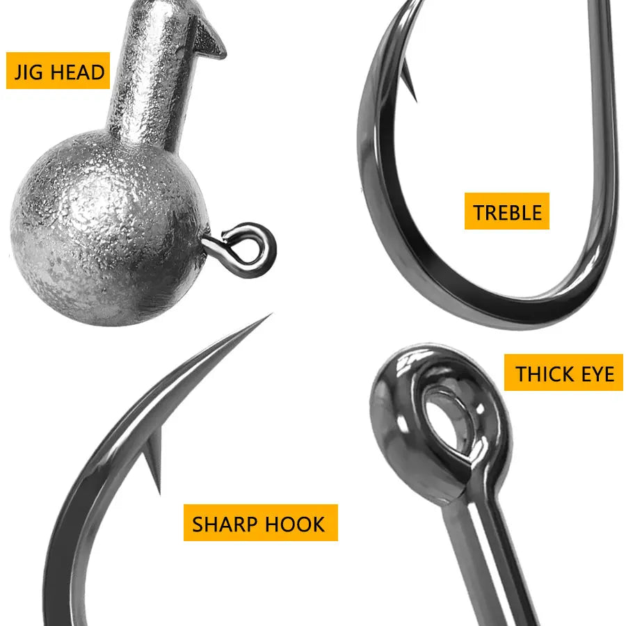 MrLurion 30pcs 1g 2g 3g 5g 10g 14g 18g 22g 25g 28g Fishing jigging head hook ,round head rigs fishhook for soft worm crank lu