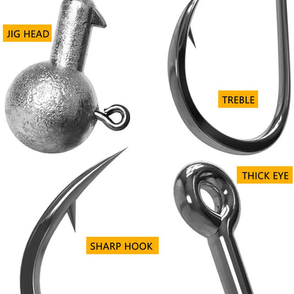 MrLurion 30pcs 1g 2g 3g 5g 10g 14g 18g 22g 25g 28g Fishing jigging head hook ,round head rigs fishhook for soft worm crank lu