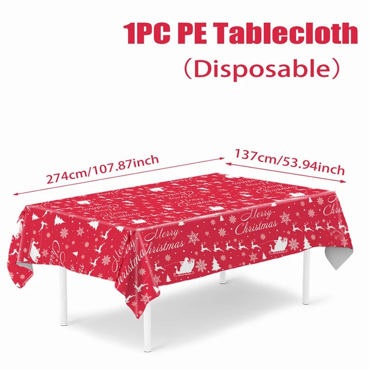 Disposable Christmas Tablecloth Merry Christmas Decors for Home 2024 Table Cover Xmas Ornament Navidad Natal New Year Gift 20