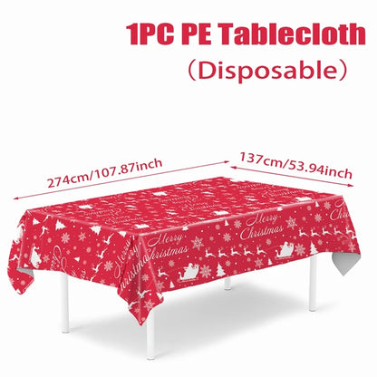 Disposable Christmas Tablecloth Merry Christmas Decors for Home 2024 Table Cover Xmas Ornament Navidad Natal New Year Gift 20