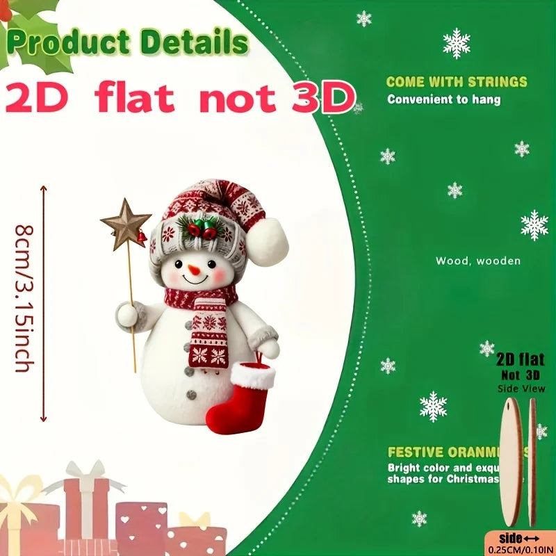 15 Pieces in a Random Assortment of Styles, Christmas Snowmen in Various Poses Holding Christmas Gifts, Handmade Christmas Ha