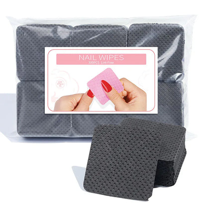 300pcs/Pack Lint-free Nail Polish Remover Napkin Colorful Cotton Wipes Paper Pads UV Gel Dust Cleaner Cleaning For Manicure T