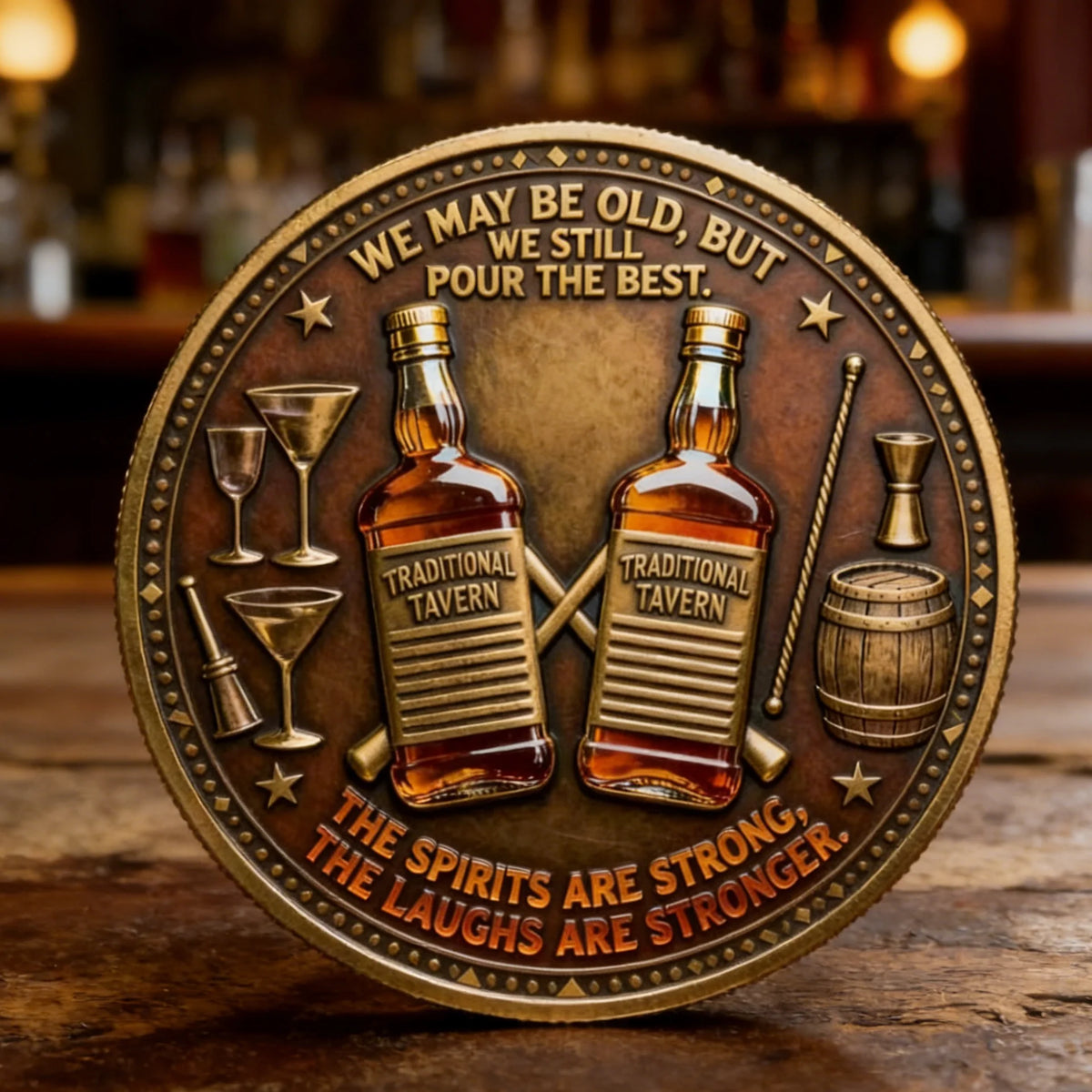 Old Bastards Whiskey Club Golden Plated 3D Carved Collectible Coin Unique Gift Item