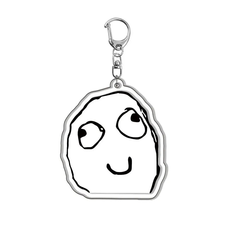 Creative Troll Face Keychains No Me Gusta Rage Forever Alone Acrylic Pendant Key Chain Backpack Car Ornament Comic Fans Gift 