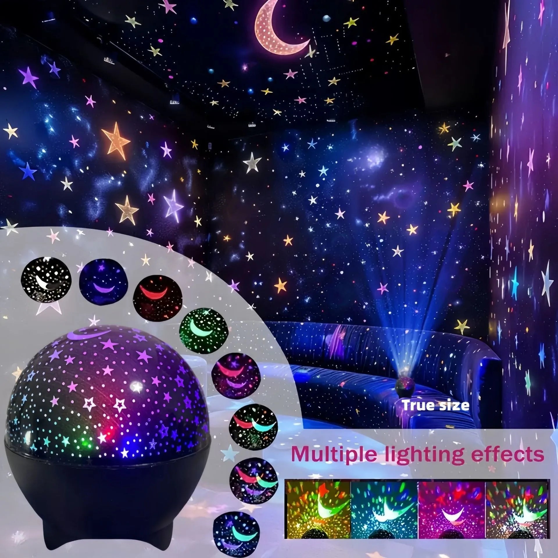 RGB Night Lights LED Projector Light Starry Moon Galaxy Projection Lamp 5V USB for Kids Present Christmas Gift Room Decoratio